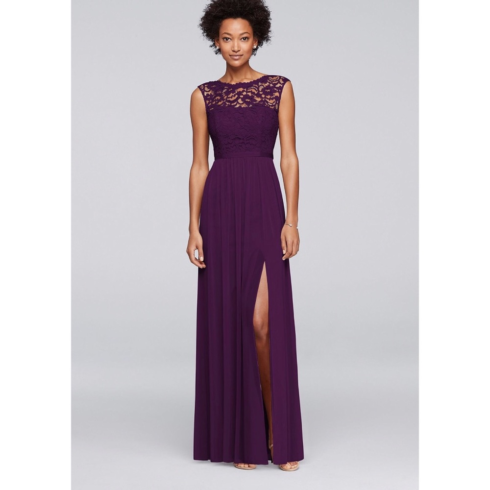 David’s Bridal Plum Bridesmaid Dress F19328 size 8